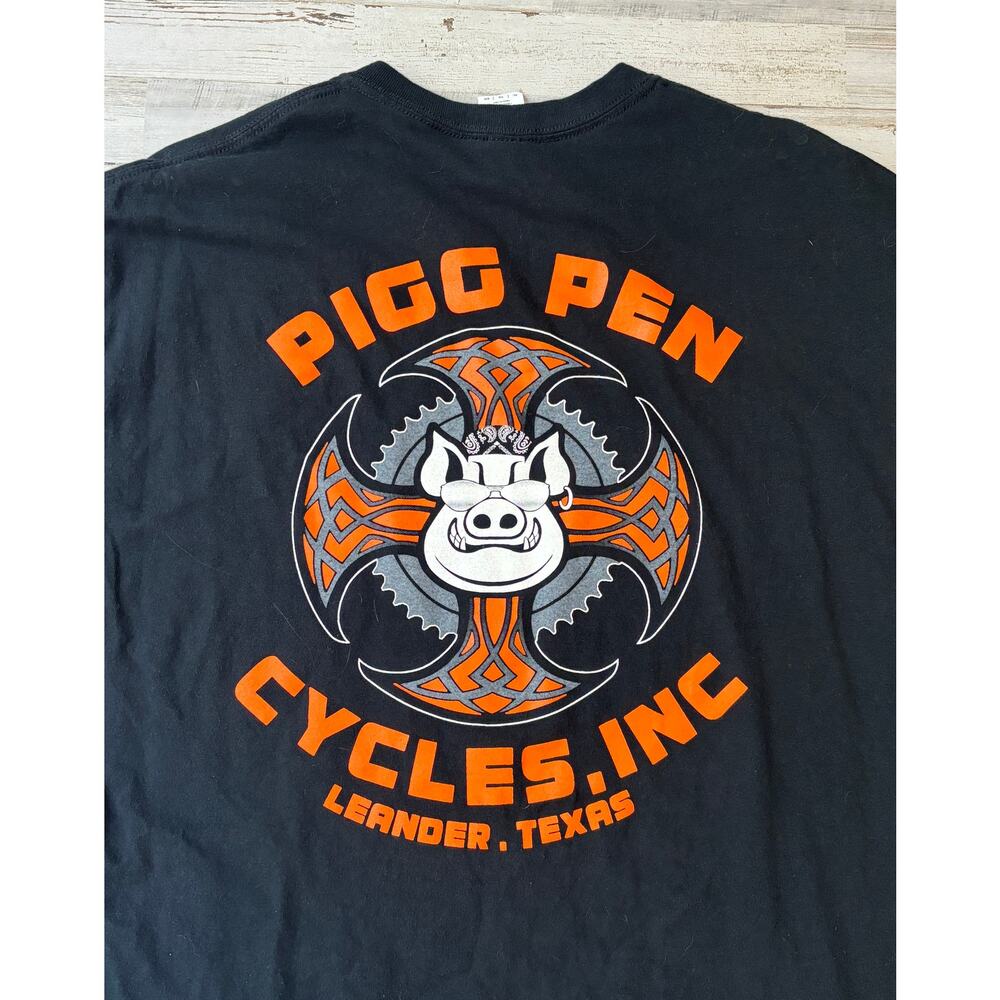Pigg Pen Motorcycles Black Tee Tshirt sz XL EUC